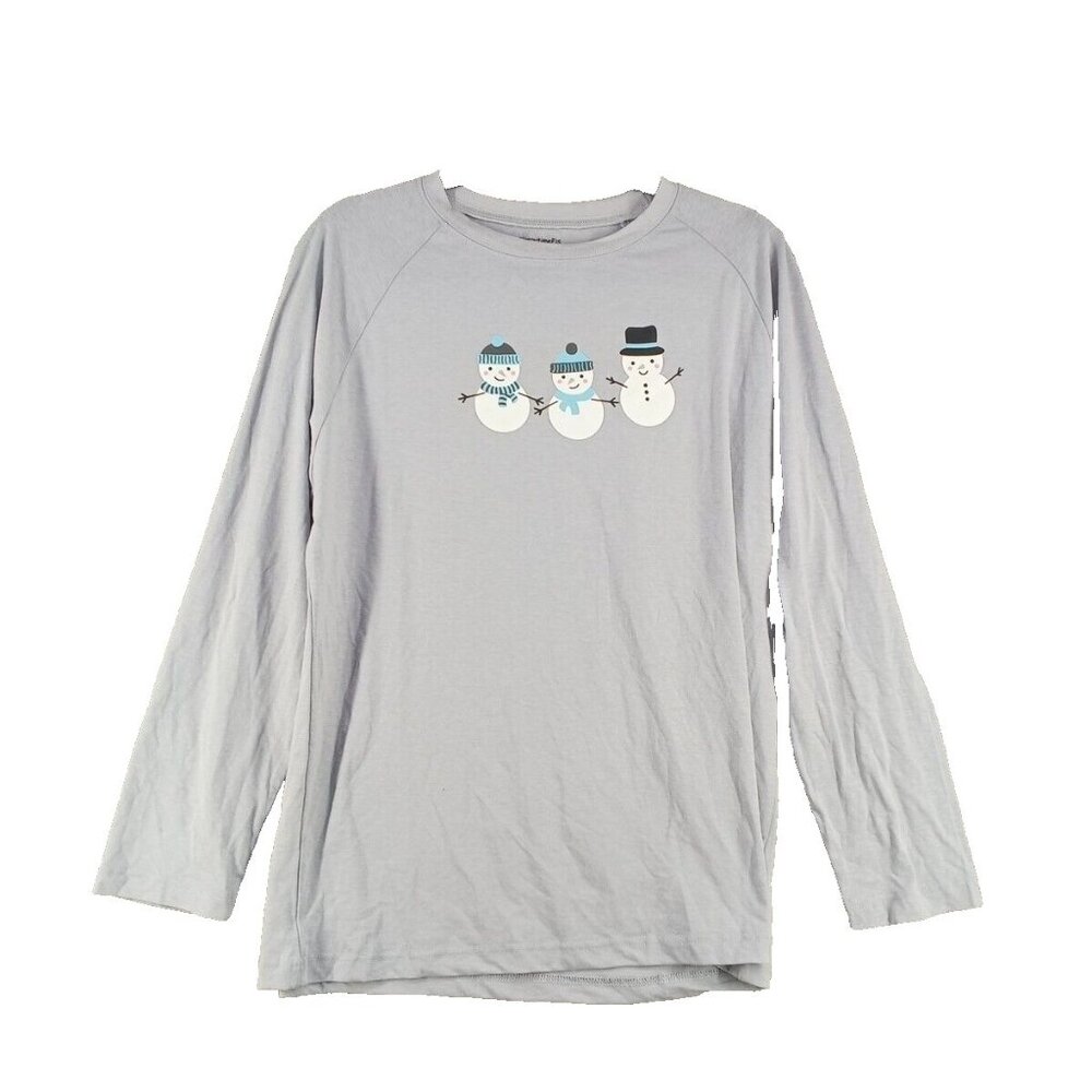 Sleepytime PJs Christmas Snowman Sleepwear T-shirt MEDIUM(8-10) Blue Knit